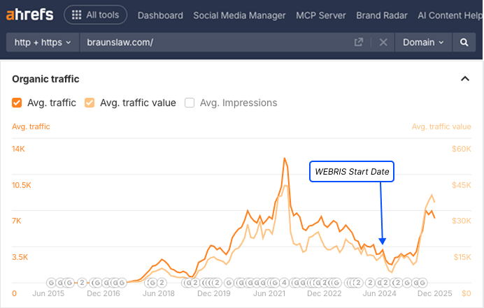 Brauns Law organic traffic overview