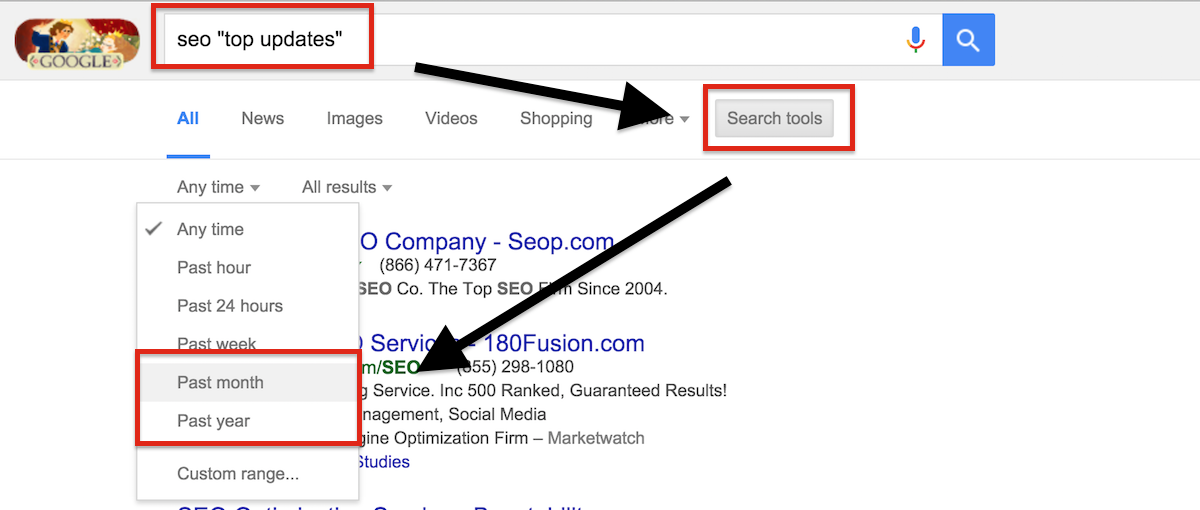 Using search operators to find link roundups