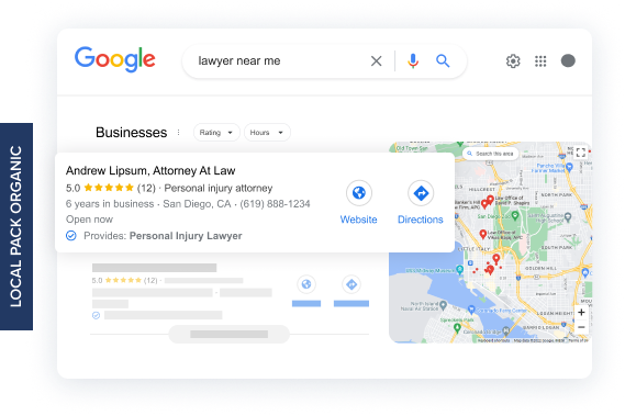 local seo maps pack ranking for attorneys