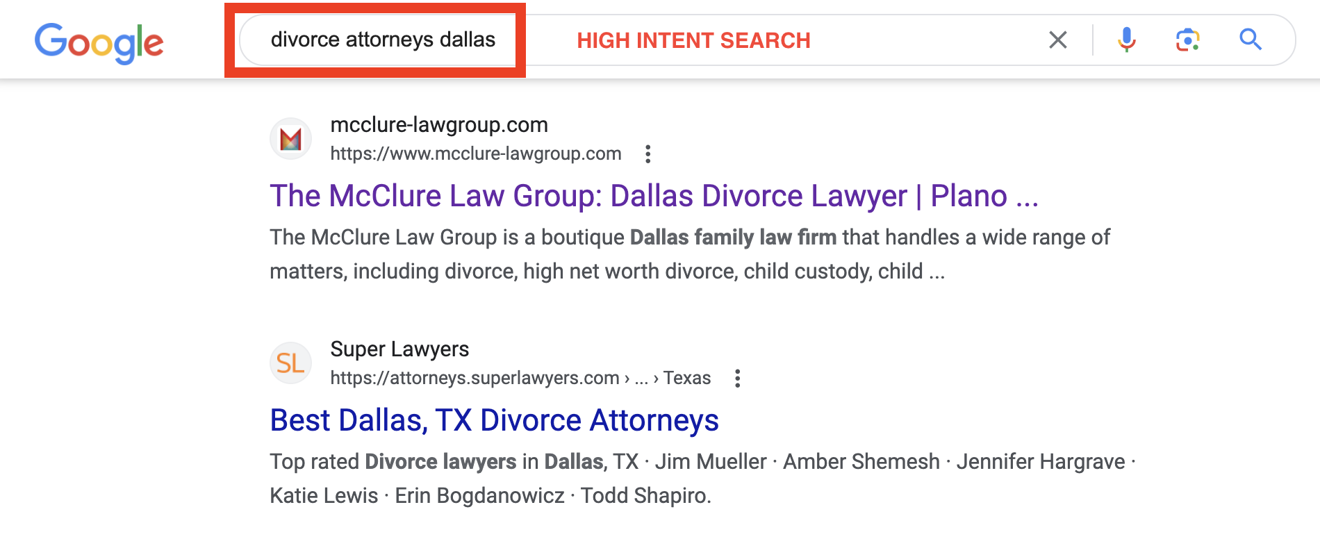 google seo organic for family law firms