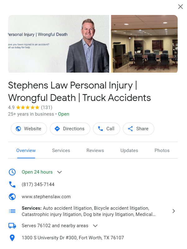 ejemplo de perfil de abogado en google business