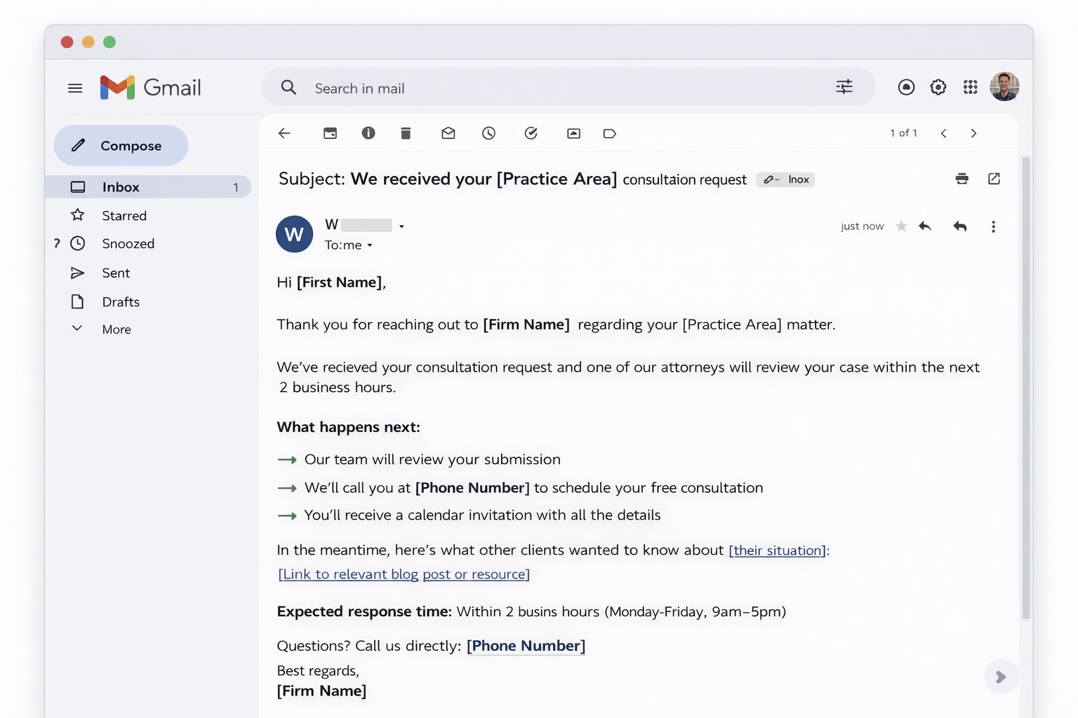 legal email template 1